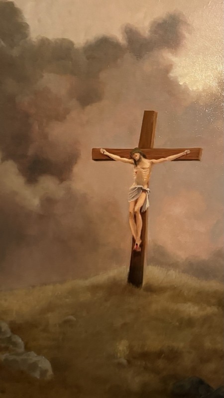 Bert Beirne Oil Painting Jesus Christ Crucified 12th Station Artist Sign w COA