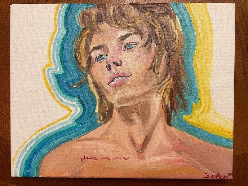 Jordan Barrett Male Nude Model Gay Babe 11 x 14 Oil Painting On Canvas Golden