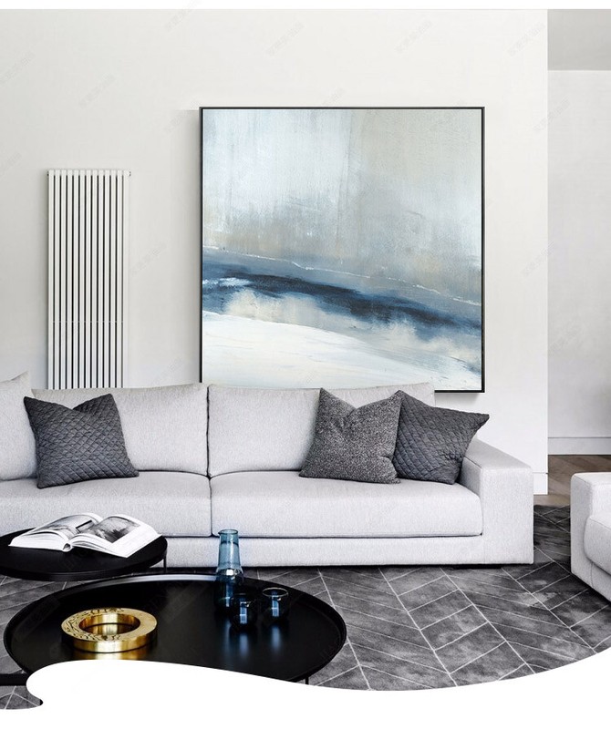 Handmade Painting Fleeting Nordic Paintings Modern Simple Black Gray White Mural gallery