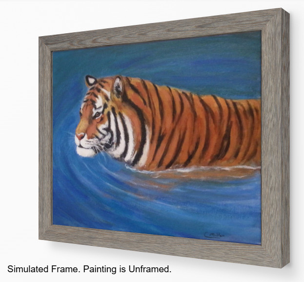 Tiger Original Painting 8x10 Big Cat Wildlife Animal Modern Wall Art gallery