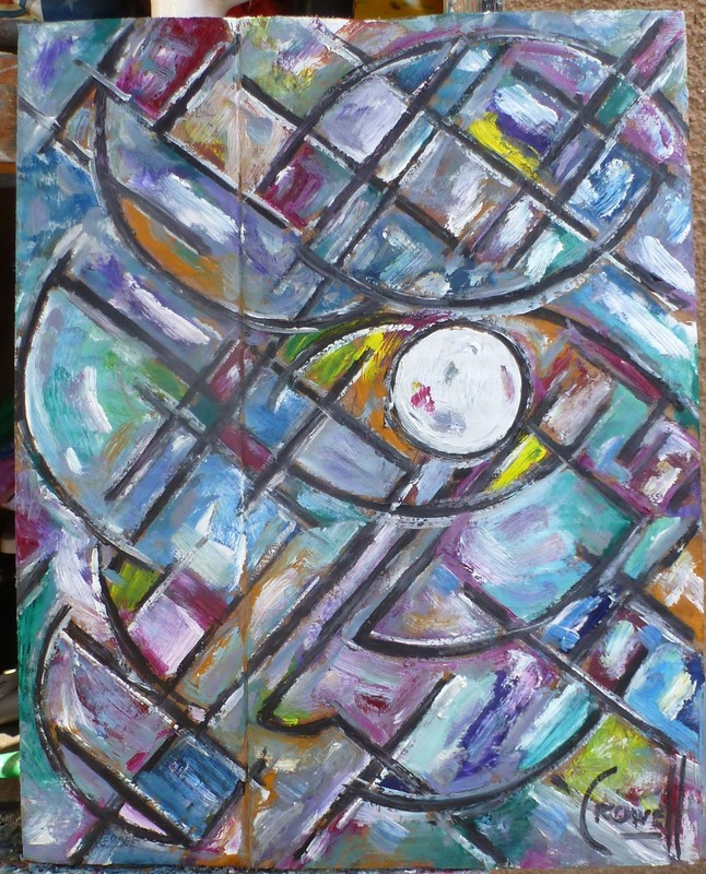 BEYOND DESCRIPTION abstract card panel original 8×10 oil painting by Crowell