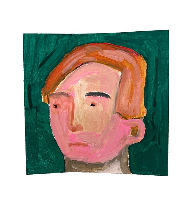 Portrait Painting Original Quirky Naive Expressive Clean Shaven Man Art