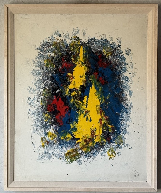 PHILIP KRAN PAVAL VINTAGE MID CENTURY MODERN ABSTRACT OIL PAINTING DANISH 1950 gallery