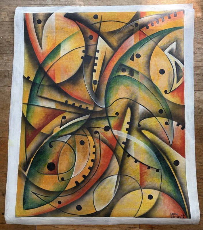 Memo Barraza Oil on Canvas Abstract Art Nicaragua 2006 Signed 29×25″  