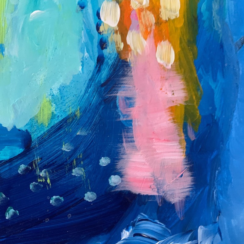 Original Abstract Art on Paper ~ Cheerful Bright Colorful Home Decor Acrylic #62 gallery