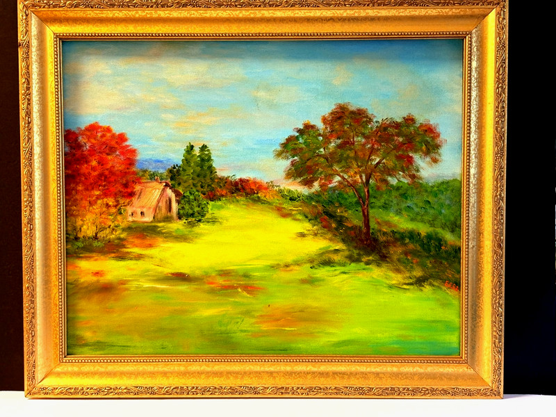 FRAMED PRAIRIE BARN Rural Landscape 24 x 20 » Oil Canvas SIGNED