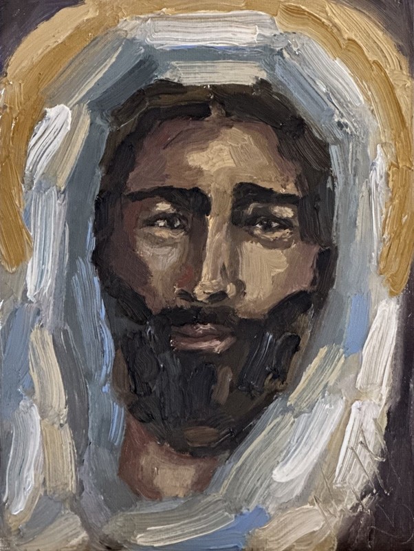 Jesus Christ Original Abstract Oil Painting Portrait Figure Signed gallery