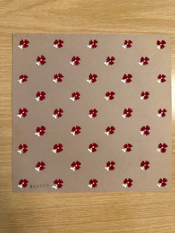 Vtg Gouache Textile Design Small Red Floral Studio Stamped X03599