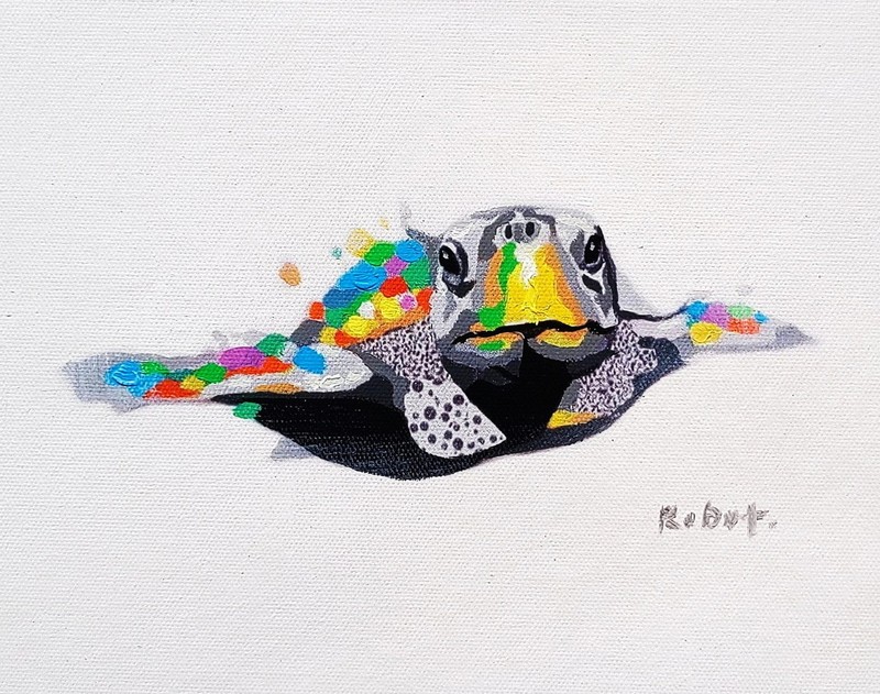 Sea Turtle, 8×10, Hand painted on Giclee Canvas, Canvas-only