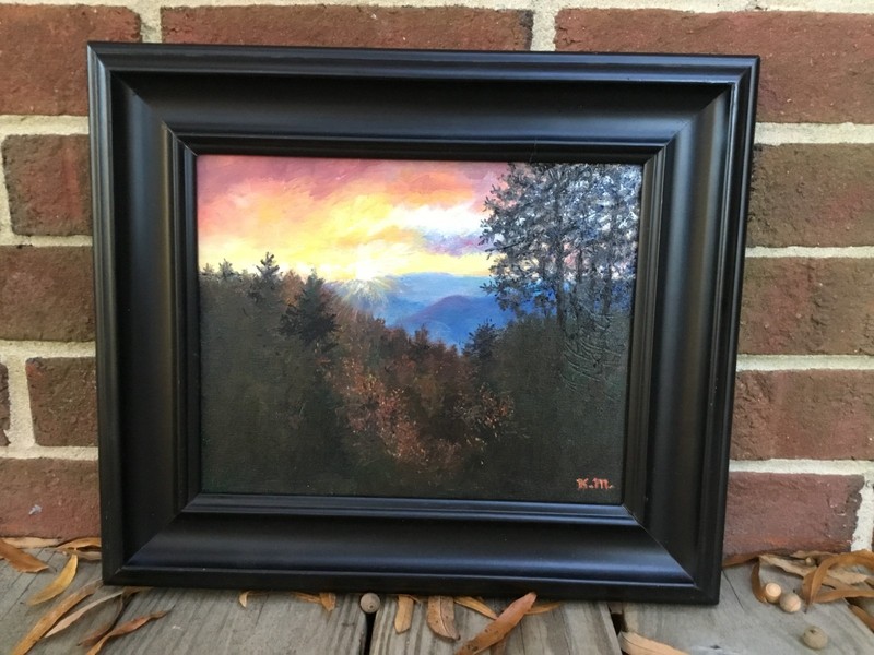 SUNRISE AT NEWFOUND GAP - original framed oil landscape painting by K. McDermott gallery