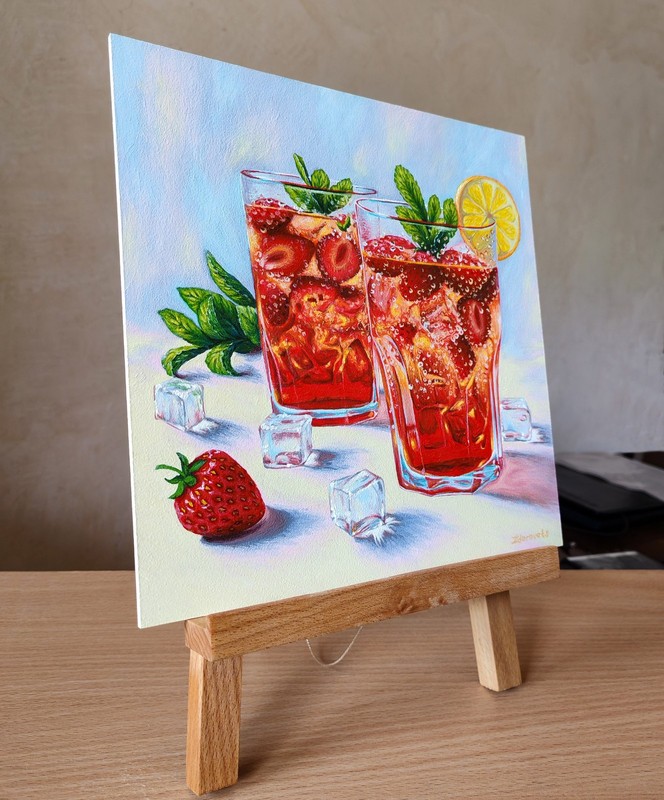 Strawberry Red Cocktail Painting Drink and Food Kitchen Art Still Life Bar Art gallery