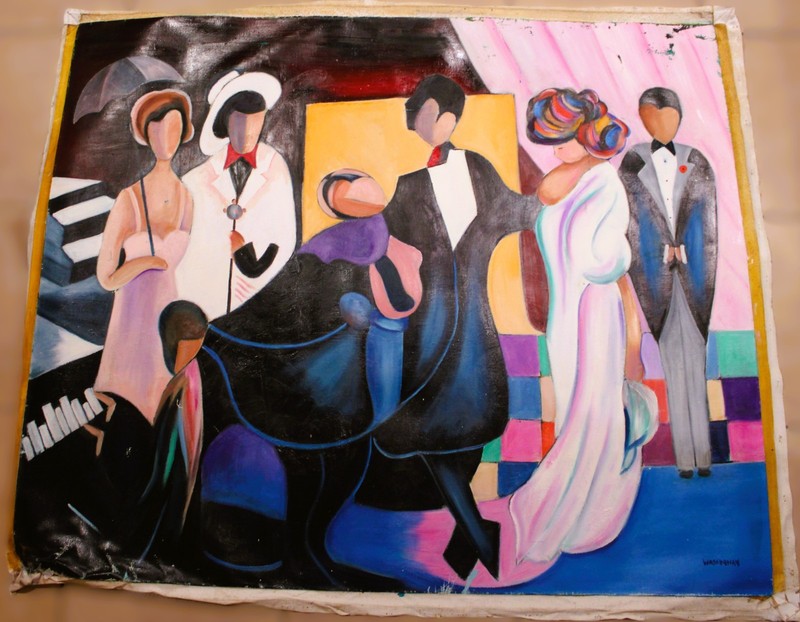 GERALD WASSERMAN 1920-2011 HUGE 64" PAINTING CANVAS SIGNED AMERICAN MODERNISM gallery