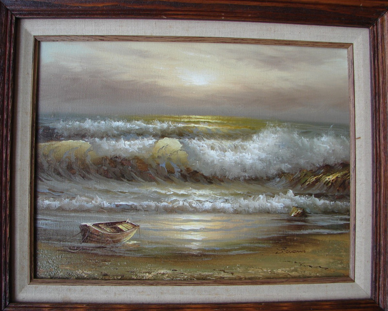 William Lester Stevens 1888-1969 Original Seascape Ocean Oil Painting on Canvas gallery