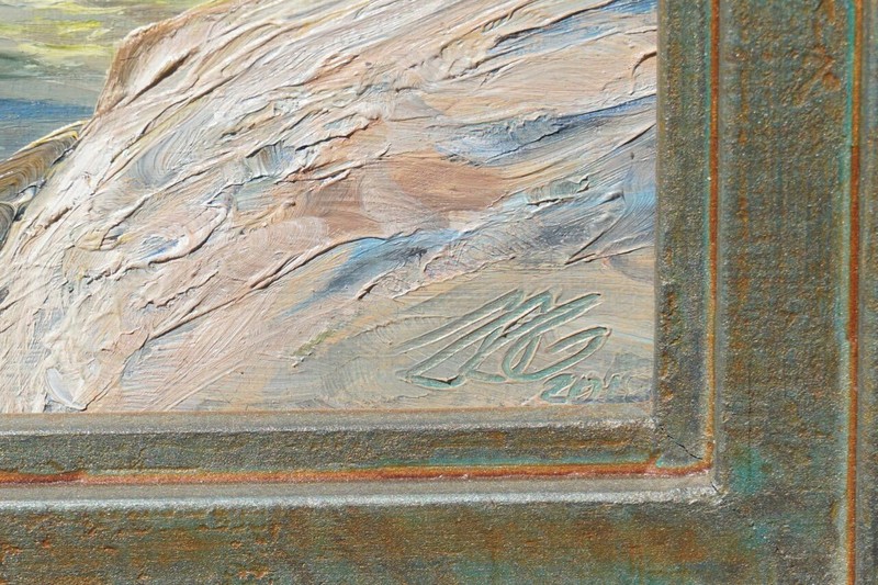 ORIGINAL WESTERN, SOUTHWESTERN, CALIFORNIA DESERT OASIS LANDSCAPE PAINTING ART gallery