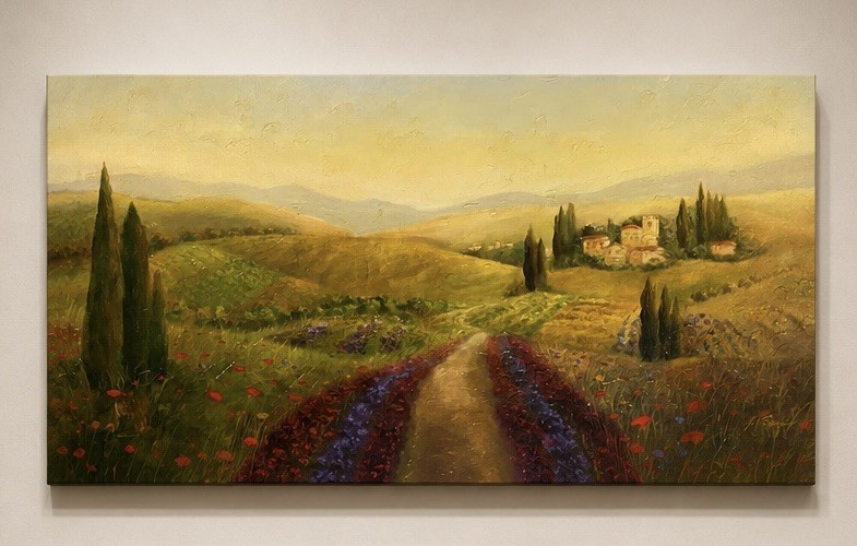 I. Vidovic Mlinar: Tuscany fields, Original Acrylic On Canvas Hand Signed
