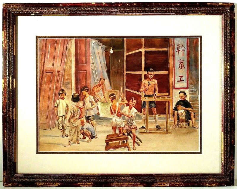 LISTED WPA ARTIST PHILIP KREVORUCK ORIG W/C ‘EVERYDAY LIFE in CHINA’ w/ CoA