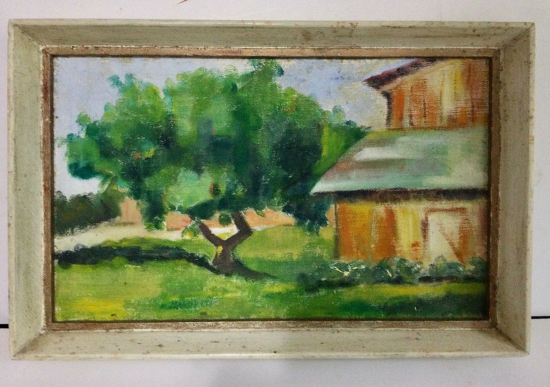 Philip B. White, Mrs. Label – Upland, California Vintage Painting on Canvas