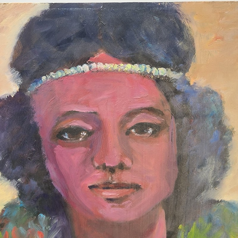 Original Oil Portrait Painting Woman Expressionist Impressionist Art 20x24 Frame gallery