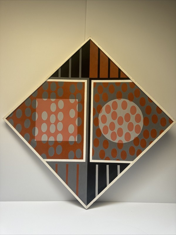 Claude Bentley Painting Abstract Pop Op Art Modernism Large Vintage New York