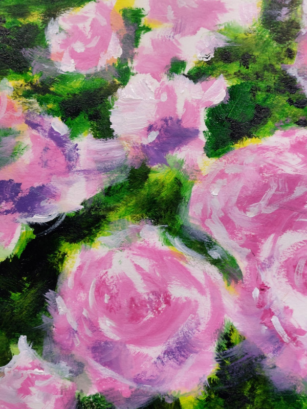 LOVELESS - "PINK & YELLOW ROSES" 11 x 14 acrylic on paper living room decor COA gallery