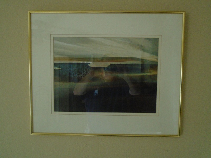 H.C. DODD HOUSTON TEXAS ORIG. PAINTING GLASS CHROME FRAME WATERCOLOR «THE POINT»