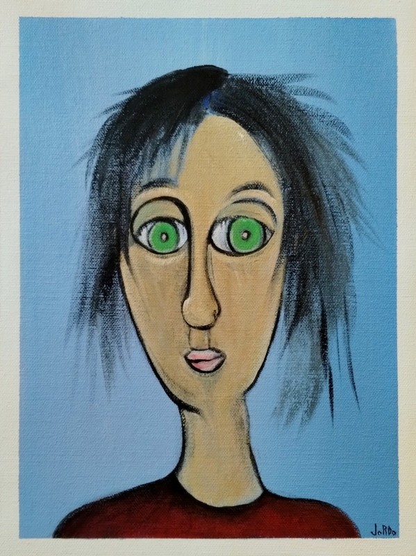 ABSTRACT EXPRESSIONISM PEOPLE PORTRAIT PAINTING ON CANVAS..9 X 12 BY: JORDO #1