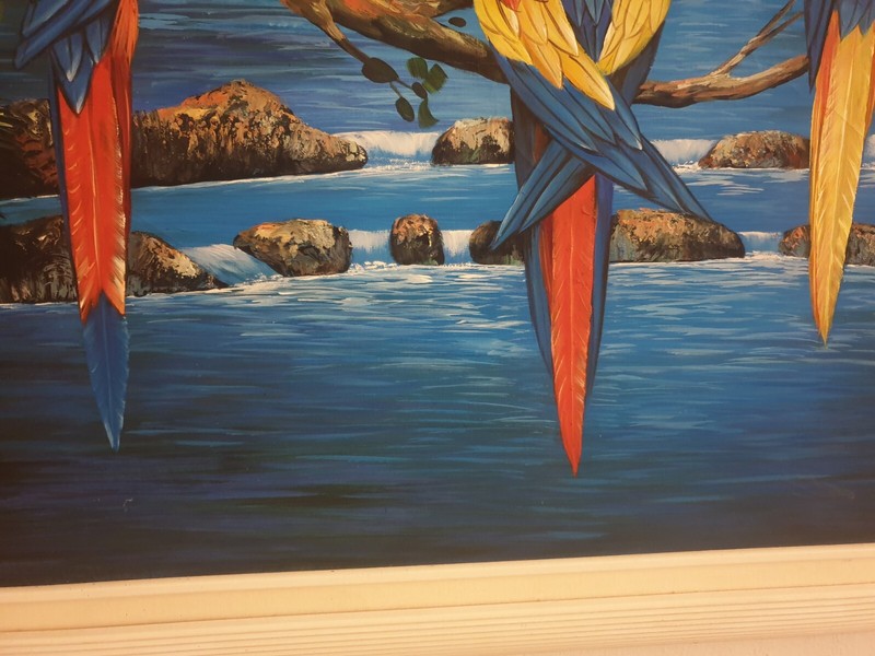 Large Painting Oil On Canvas Original Signed By Artist Beautifully Framed Parrot gallery