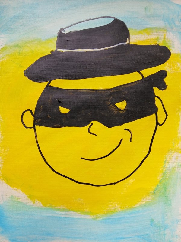 Abstract Expressionism 9 x 12 Bandit Colorful Painting Modern Street Art