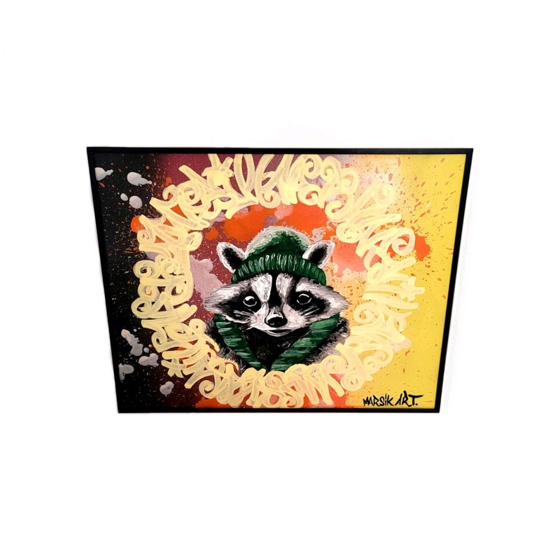 Picture Painting Raccoon 50/40 Hand Painted, Original, Modern, Art, Unique Cat Art gallery