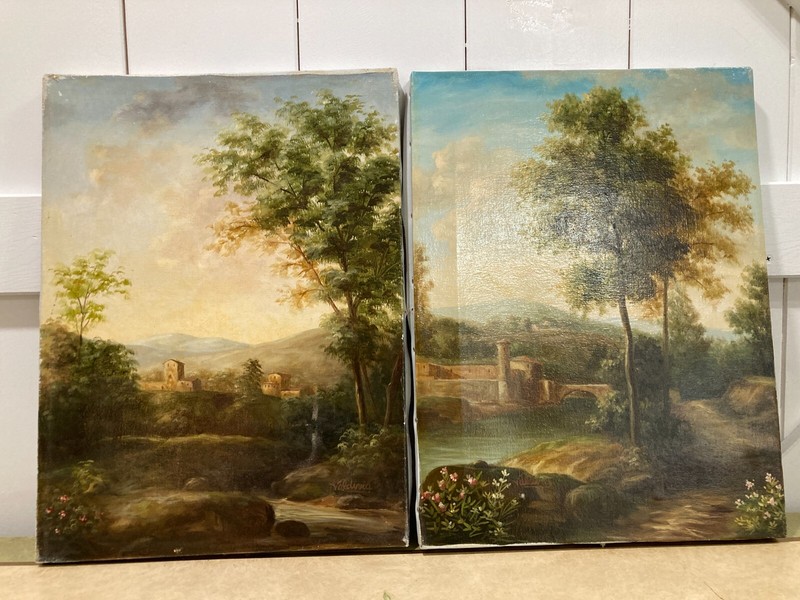 TUSCAN VILLAGE LANDSCAPE CANVAS VALDIVIA #165972 #180519 12″WX16″H OIL PAINTINGS