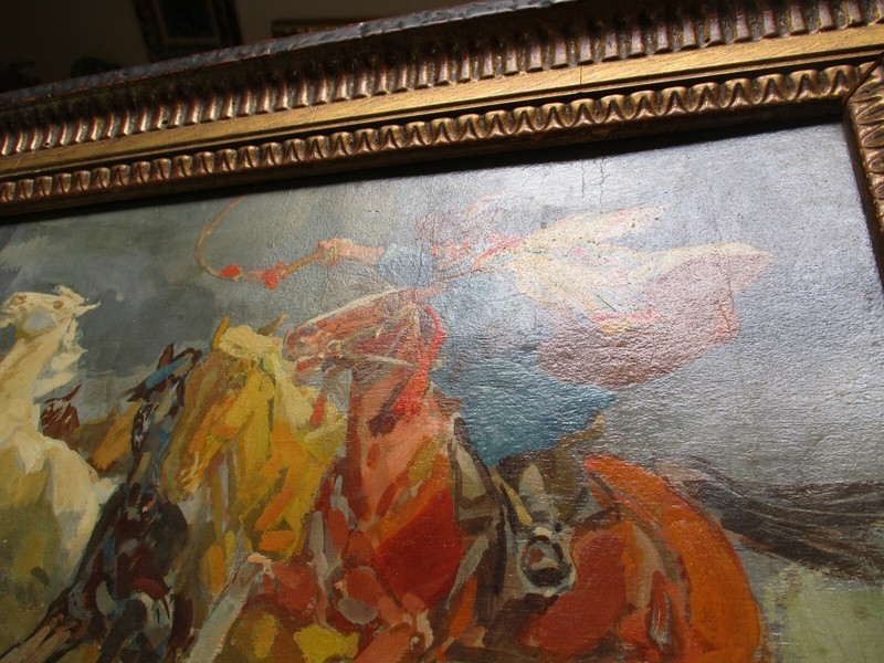 ANTIQUE IMPRESSIONIST IMPRESSIONISM PAINTING HORSE RIDER HORSES OLD LISTED ART gallery