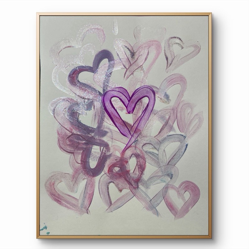 BLESSED#1533 Purple Pink Heart Pile 14x11 Original Paper Art Modern Abstract gallery
