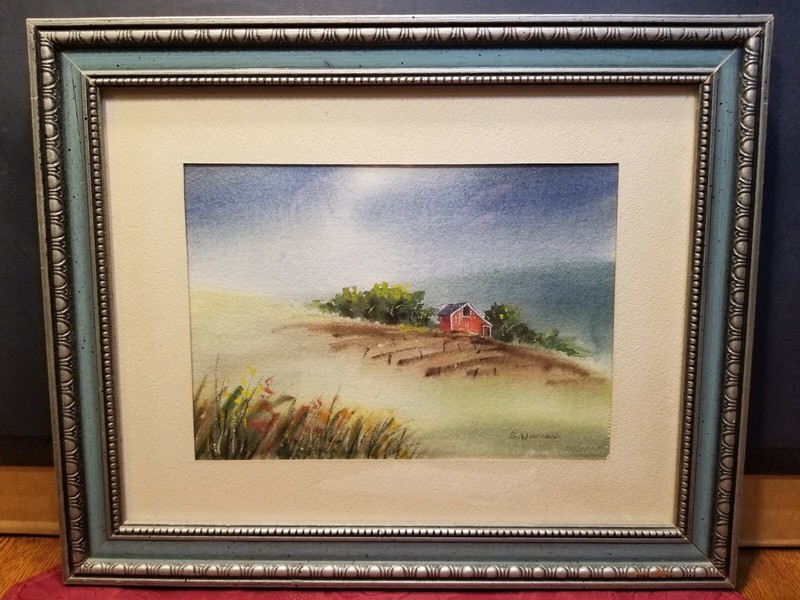 S. Winograd «Farm House» Signed Original Watercolor on Paper Framed 16×13″