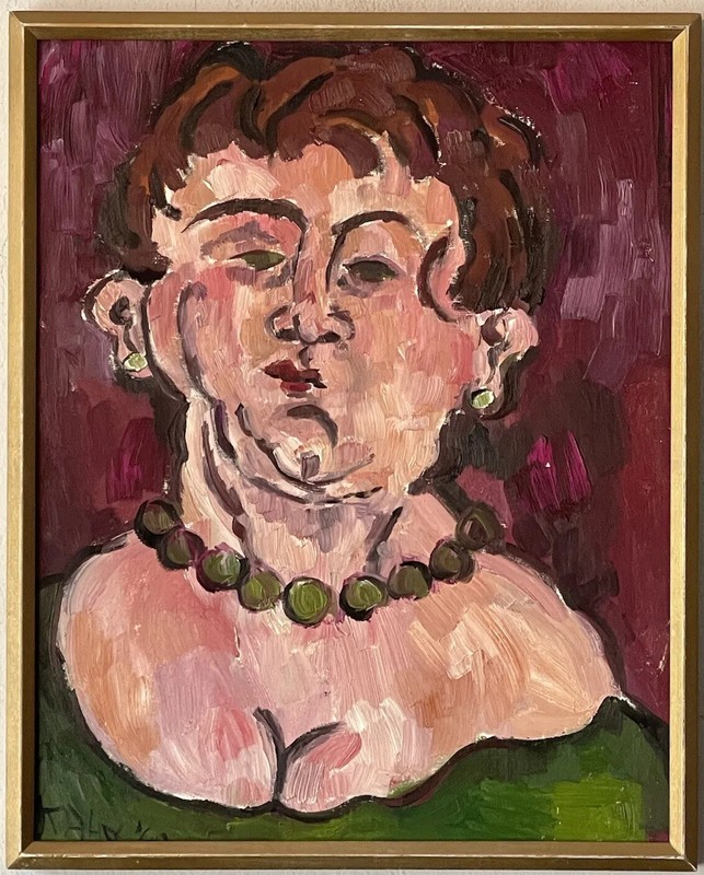 ANTIQUE MODERN EXPRESSIONIST PORTRAIT OIL PAINTING OLD VINTAGE ABSTRACT KAHN 62