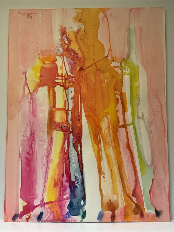 MATSUMI KANEMITSU PAINTING LARGE EXHIBITED ABSTRACT JAPANESE MODERNIST SIGNED