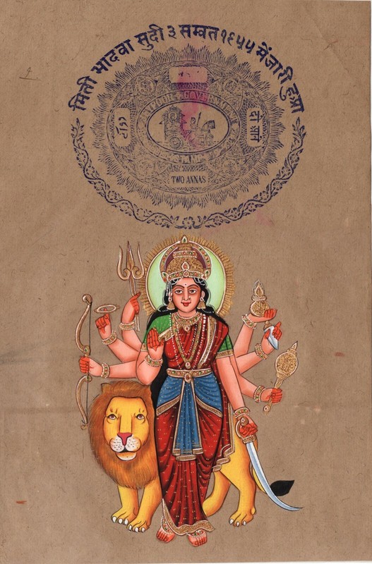Durga Ma Devi Hindu Goddess Handmade Painting India Religion Spiritual Artwork
