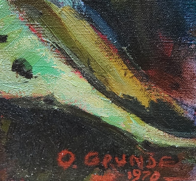 Otto Grunde, Sunflowers, 1970 Oil on Canvas, Notable Latvian Exile Artist gallery