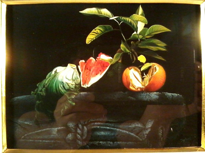 PAIR (2) JAGGU PRASAD LISTED INDIAN REALIST Sd ORIG FRUITS & VEGGIES 22K FRAME gallery