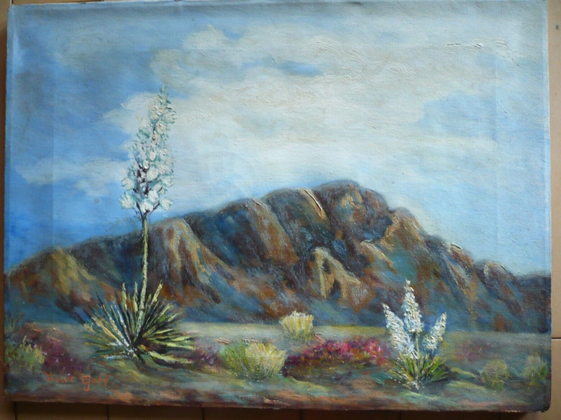 VIOLET GOFF, VINTAGE OIL PAINTING DESERT PLEIN AIR CALIFORNIA CA IMPRESSIONIST