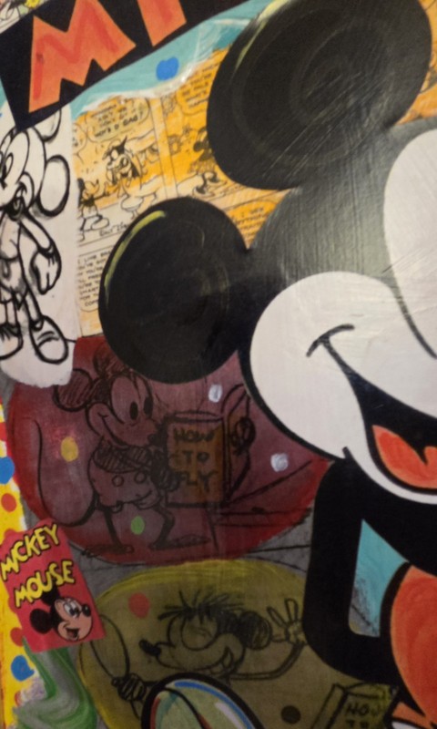Nelson De La Nuez Mixed Media Collage Canvas CLASSIC MICKEY Mouse Disney Minnie gallery