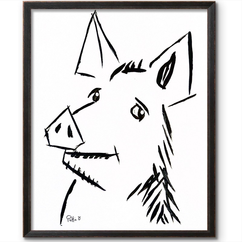 Hamlet Original Acrylic Ink 11×14 Pig Portrait Wall Art Signed Farm Animal Gift