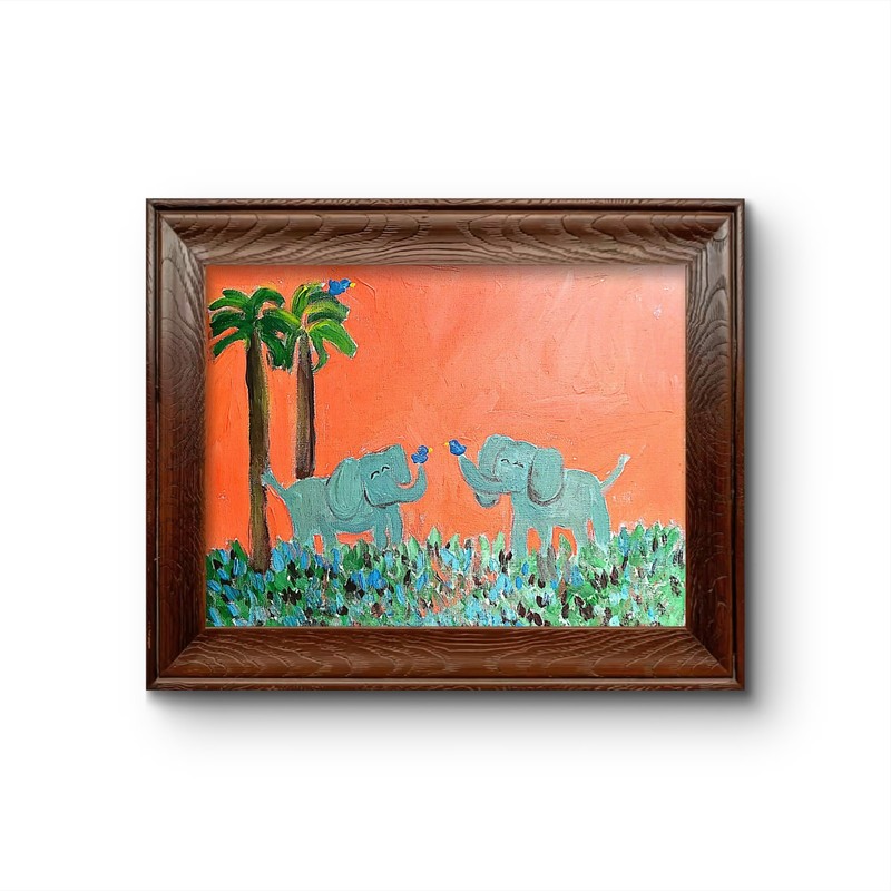 Two Elephants In Love Unique Abstract Expressionism Wall Art Canvas gallery