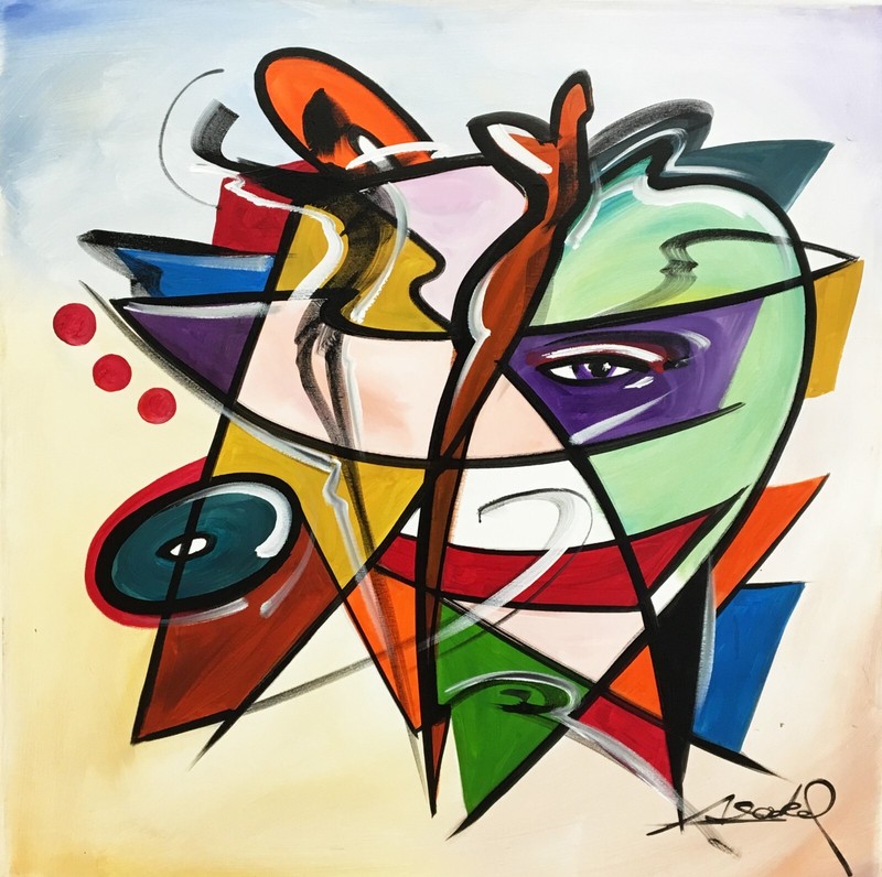 The World And I Alfred Alex Gockel Original Unique Acrylic Canvas Framed COA gallery