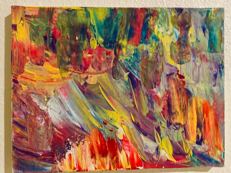 Original Abstract Vintage Art on Canvas – Mixed Media – Oil Pastels & Acrylic
