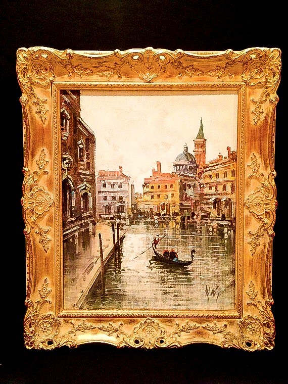 ANTONIO DEVITY 1901-1993 EVENING SCENERY IN VENICE ITALY