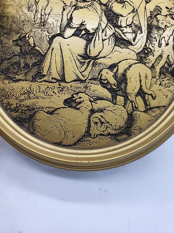 Vtg. Small Decorative Art 17th Century Inspired Etched French Pastoral Scene gallery