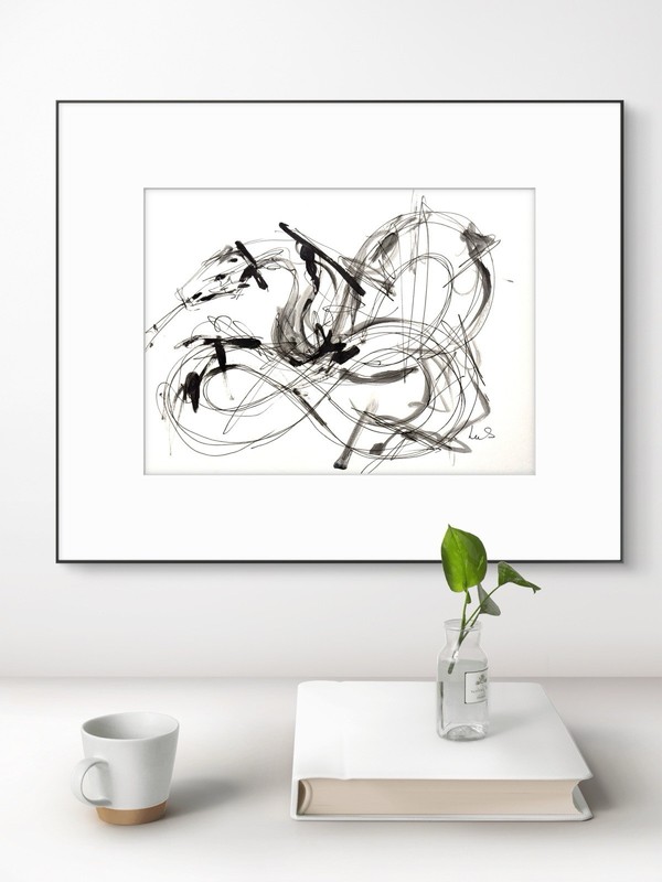 SAMATOWIC Original Abstract Snake 9x12 Black Ink Handmade Signed Fine Art 27 gallery