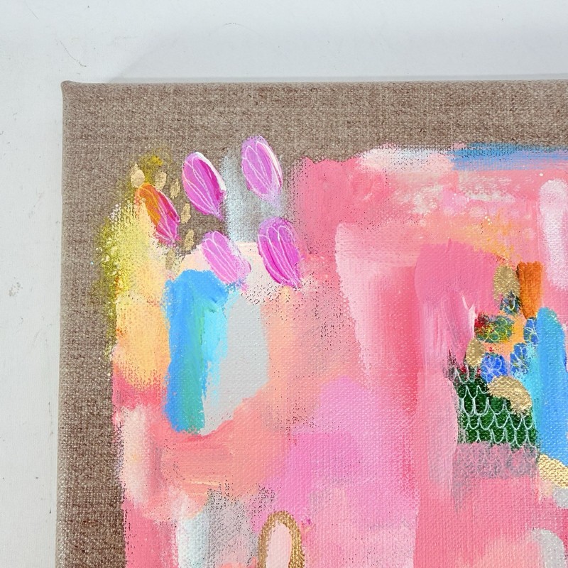 Original Art Abstract Desert Sunrise Painting Bright Colorful Canvas Signed gallery