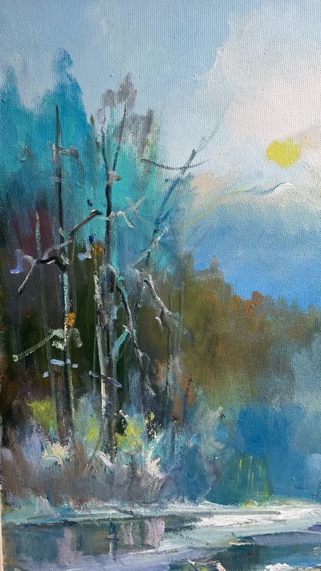 Oil painting Deep winter Ukrainian painter Canvas Framed Decor original landscap gallery