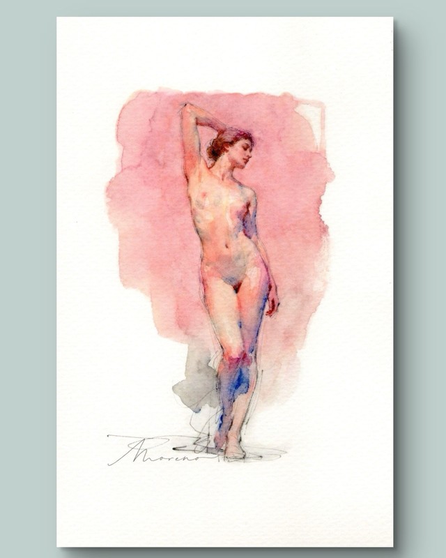 Original Female Figure Portrait Classical Painting 5.5×8.5 Book page